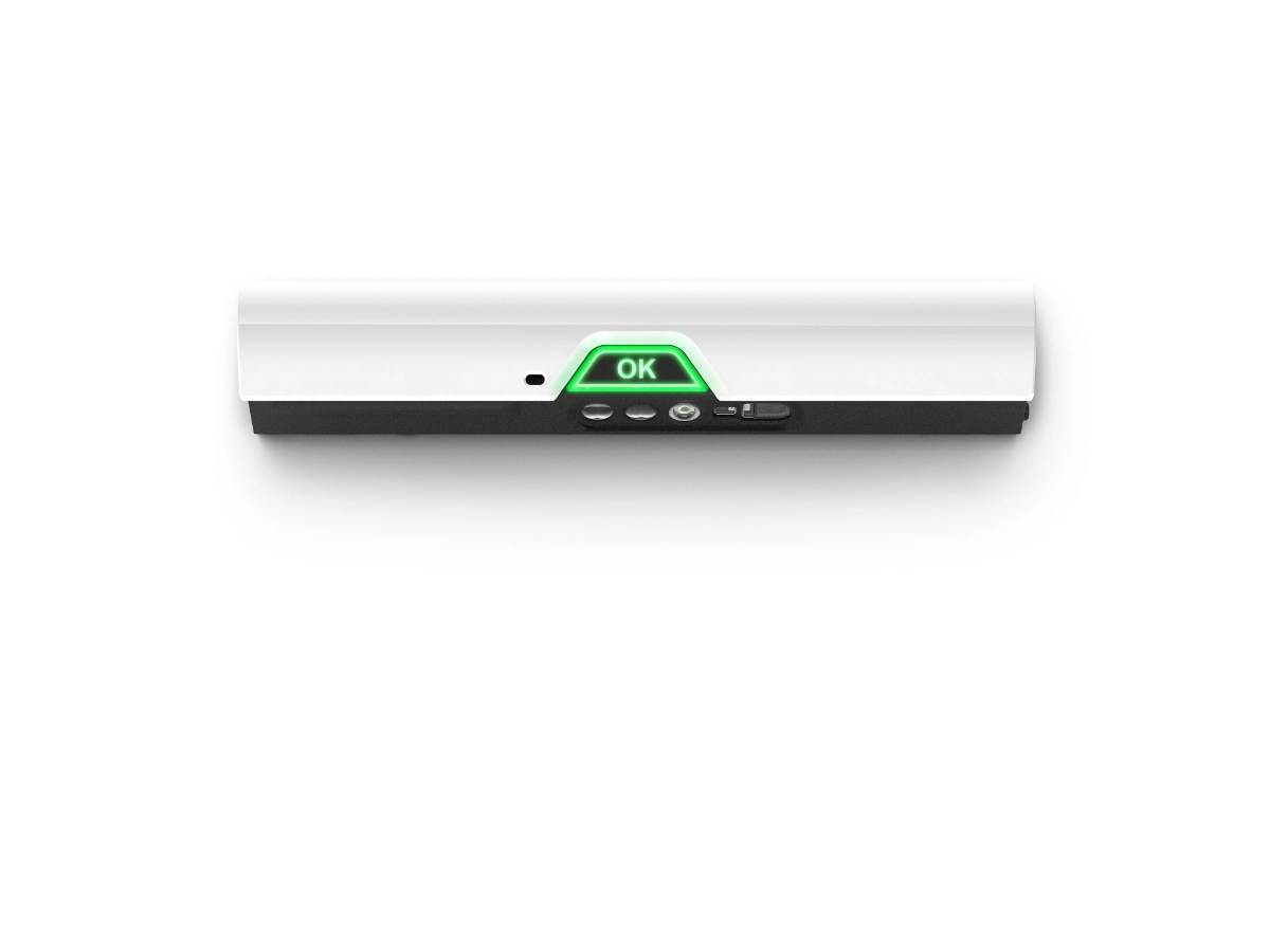 Close-up of the Airis Sense Wi-Fi Multisensor with green LED