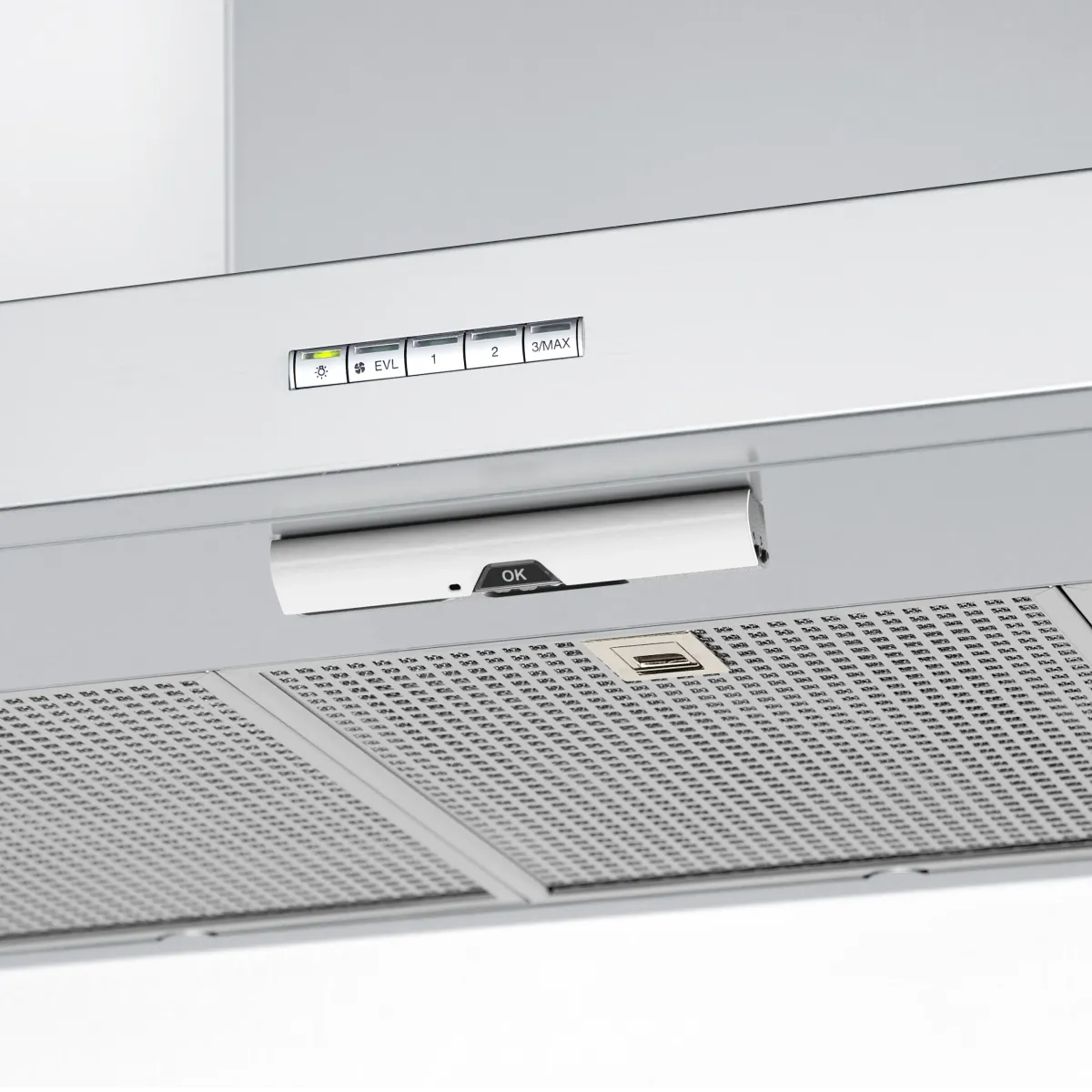 Airis stove guard mounted on a stainless steel cooker hood